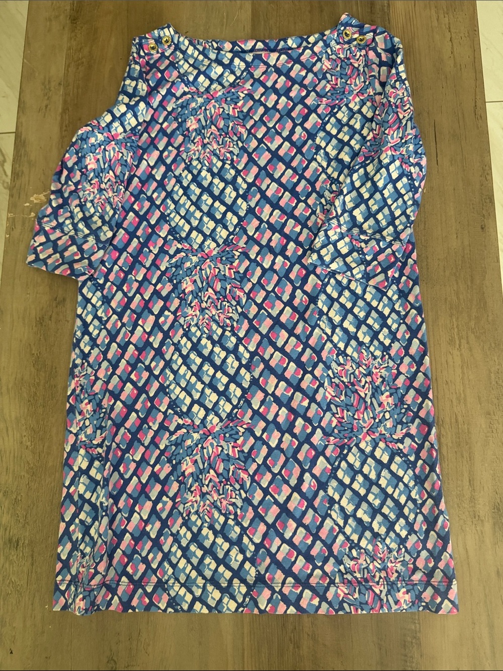 Lilly Pulitzer Blue and Pink Cold-Shoulder Kids Dress